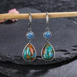 925 Silver Emperor Stone Earrings Vintage Irregular Oval Cut Classic Jewelry