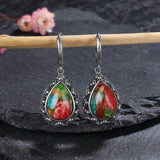 925 Silver Emperor Stone Earrings Vintage Irregular Oval Cut Classic Jewelry
