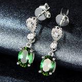 Emerald Gemstone Silver Earrings Retro Style Engagement