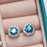 Cellacity 1ct Green Moissanite Earrings for Women