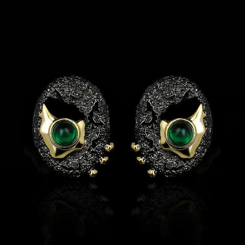 925 Silver Ring Women's Hollow Green Emerald Jewelry Birthday Gift