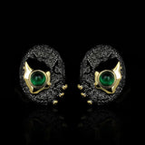 925 Silver Ring Women's Hollow Green Emerald Jewelry Birthday Gift