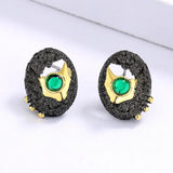 925 Silver Ring Women's Hollow Green Emerald Jewelry Birthday Gift