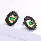 925 Silver Ring Women's Hollow Green Emerald Jewelry Birthday Gift