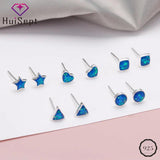 925 Silver Opal Heart Stud Earrings Wedding Party