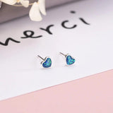 925 Silver Opal Heart Stud Earrings Wedding Party