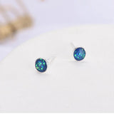 925 Silver Opal Heart Stud Earrings Wedding Party