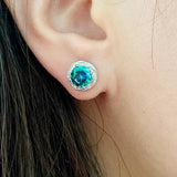 925 Silver Green Moissanite Stud Earrings for Women