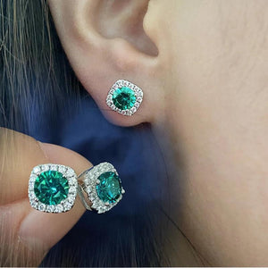 925 Silver Green Moissanite Stud Earrings for Women