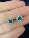 925 Silver Green Moissanite Stud Earrings for Women