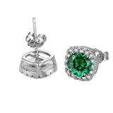 925 Silver Green Moissanite Stud Earrings for Women