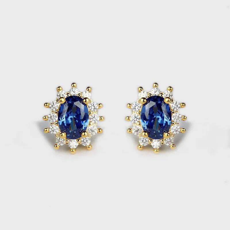 18K Natural Sapphire Drop Earrings for Women