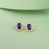 18K Natural Sapphire Drop Earrings for Women