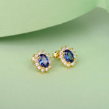 18K Natural Sapphire Drop Earrings for Women