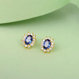 18K Natural Sapphire Drop Earrings for Women