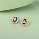 18K Natural Sapphire Drop Earrings for Women