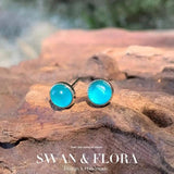 Amazonite Stud Earrings 925 Sterling Silver Vintage Gift Jewelry