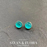 Amazonite Stud Earrings 925 Sterling Silver Vintage Gift Jewelry