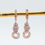 Purple Leopard Earrings 14K Rose Plated Dazzling Drop Earrings