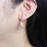 Purple Leopard Earrings 14K Rose Plated Dazzling Drop Earrings