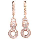 Purple Leopard Earrings 14K Rose Plated Dazzling Drop Earrings