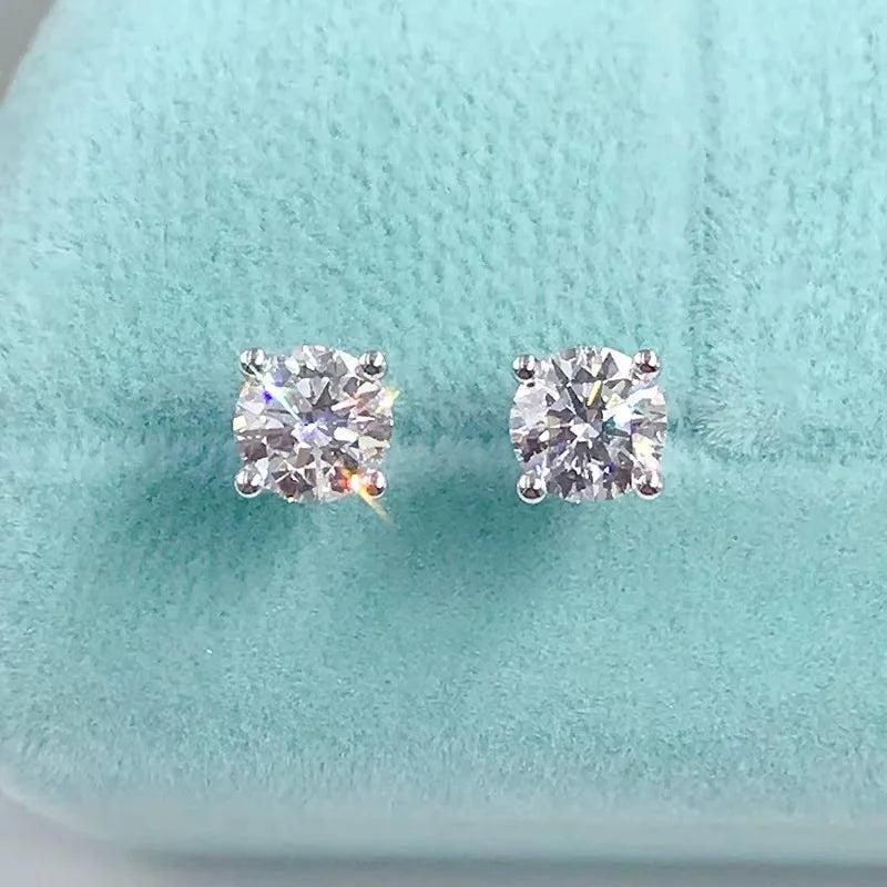 Moissanite Heart Prong Earrings 2CTW D VVS1 Diamonds