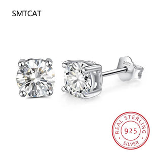 Moissanite Heart Prong Earrings 2CTW D VVS1 Diamonds
