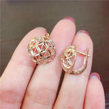 14K Rose Gold Flower Earrings for Women