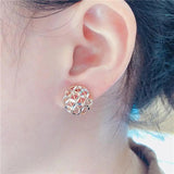 14K Rose Gold Flower Earrings for Women
