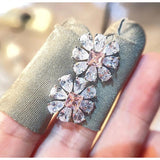 925 Silver Big Flower Stud Earrings Paraiba Tourmaline Gemstone