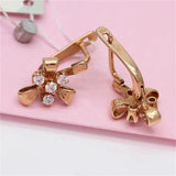 14k Rose Plated Crystal Bowknot Earrings