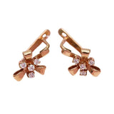 14k Rose Plated Crystal Bowknot Earrings