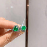 925 Silver Paraiba Heart Stud Earrings Emerald Peach Heart Stud Earrings