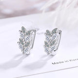 925 Silver Moissanite Leaf Ear Buckles Earrings for Women