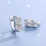925 Silver Moissanite Leaf Ear Buckles Earrings for Women