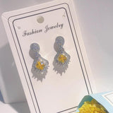 Ascher Yellow Diamond Earrings Silver Wedding Jewelry