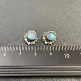 Labradorite Stud Earrings 925 Sterling Silver Vintage Gift Prevent Allergy