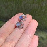 Labradorite Stud Earrings 925 Sterling Silver Vintage Gift Prevent Allergy