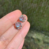 Labradorite Stud Earrings 925 Sterling Silver Vintage Gift Prevent Allergy
