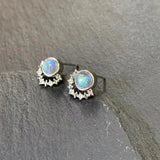 Labradorite Stud Earrings 925 Sterling Silver Vintage Gift Prevent Allergy