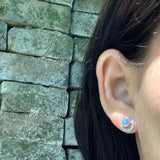 Labradorite Stud Earrings 925 Sterling Silver Vintage Gift Prevent Allergy