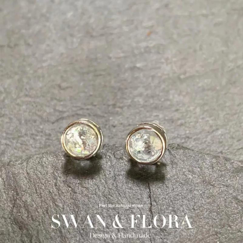 Ocean Topaz Stud Earrings 925 Silver 1.4ct CZ Pave Jewelry Gift