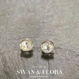 Ocean Topaz Stud Earrings 925 Silver 1.4ct CZ Pave Jewelry Gift