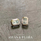 Ocean Topaz Stud Earrings 925 Silver 1.4ct CZ Pave Jewelry Gift