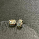 Ocean Topaz Stud Earrings 925 Silver 1.4ct CZ Pave Jewelry Gift