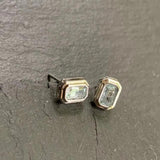 Ocean Topaz Stud Earrings 925 Silver 1.4ct CZ Pave Jewelry Gift