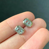 Ocean Topaz Stud Earrings 925 Silver 1.4ct CZ Pave Jewelry Gift