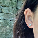 Ocean Topaz Stud Earrings 925 Silver 1.4ct CZ Pave Jewelry Gift