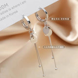 925 Silver Tassel Bead Drop Earrings Women Wedding Jewelry