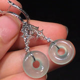Green Jade Chalcedony Round Earrings Chinese Wedding Jewelry